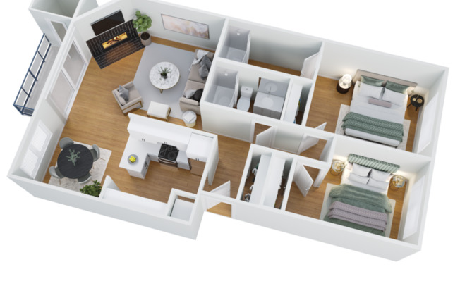 2 beds, 2 baths, 1,000 sqft, $2,774