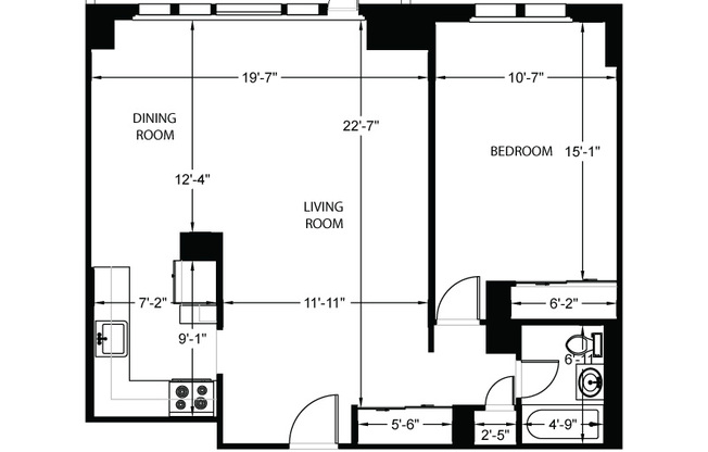 1 bed, 1 bath, 825 sqft, $2,850, Unit 22O