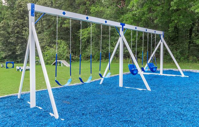 a playground with a blue background