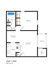 1 bed, 1 bath, 687 sqft, $1,654