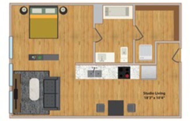 Studio, 1 bath, 534 sqft, $1,269, Unit 305