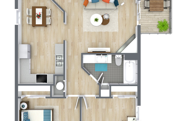 2 beds, 1 bath, 870 sqft, $1,235