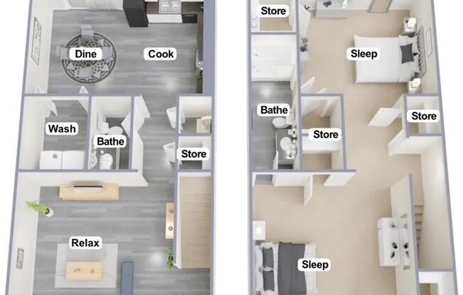 2 beds, 1.5 baths, 1,122 sqft, $900