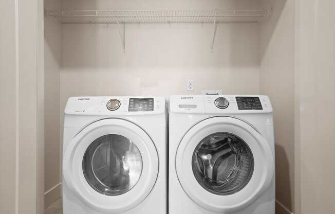 a washer and dryer in a laundry room