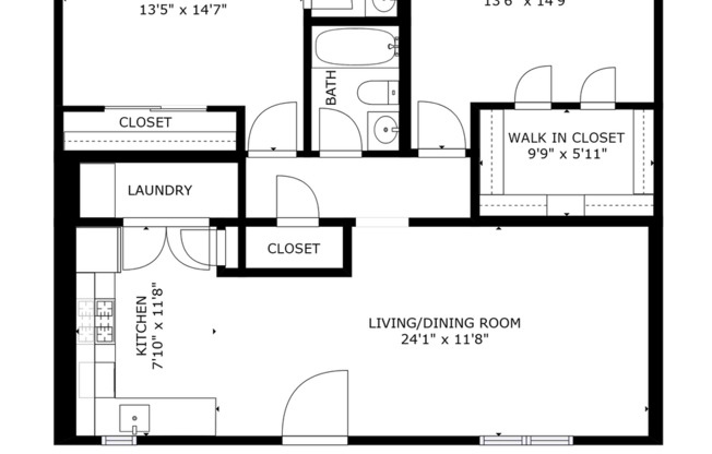 2 beds, 2 baths, 989 sqft, $1,700, Unit PEN-203A
