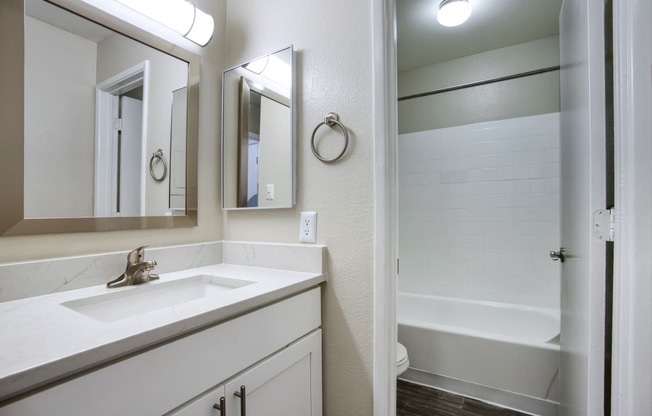 a bathroom with a sink and a bathtub
