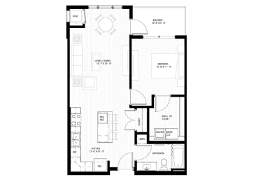 1 bed, 1 bath, 615 sqft, $1,570