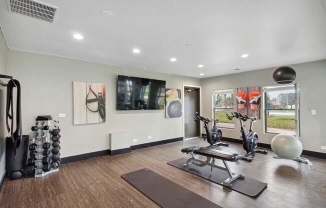 Fitness center with yoga area