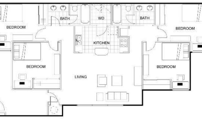 4 beds, 2 baths, 1,200 sqft, $1,379, Unit 258