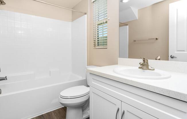 a bathroom with a sink toilet and bathtub