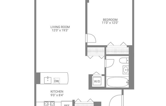 1 bed, 1 bath, 726 sqft, $5,500, Unit S7M