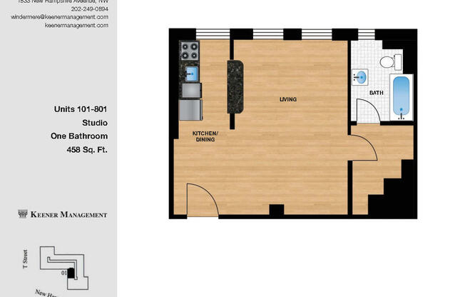 Studio, 1 bath, 407 sqft, $2,225, Unit H201