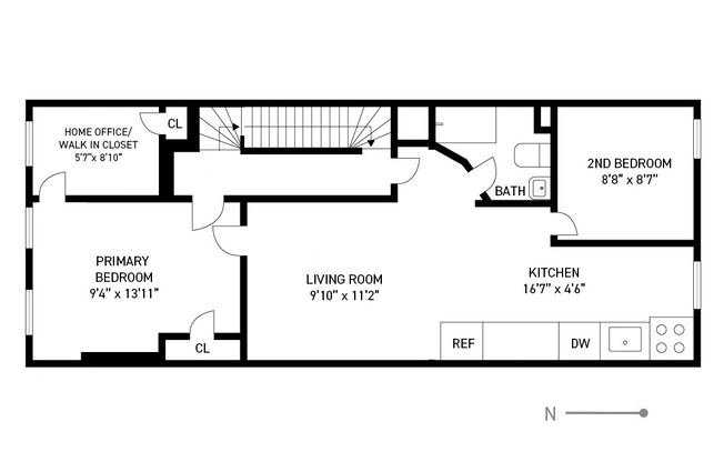 2 beds, 1 bath, $4,000, Unit 2