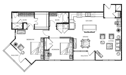 2 beds, 2 baths, 1,271 sqft, $2,896