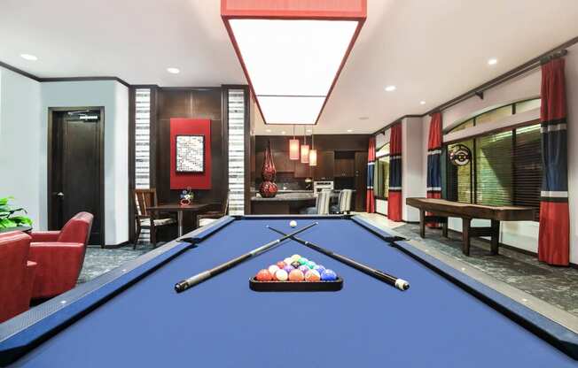 Falls at Eagle Creek apartments social area with billiards