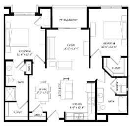 2 beds, 2 baths, 1,097 sqft, $2,100