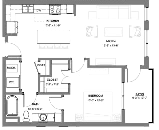 1 bed, 1 bath, 740 sqft, $1,585