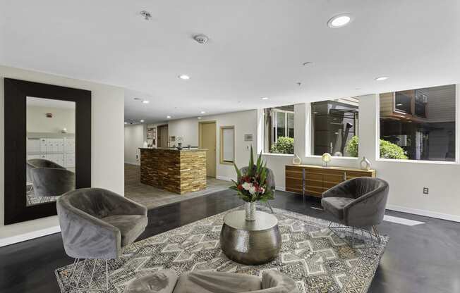 a view of the lobby and front desk at Illumina Apartment Homes, Washington, 98102