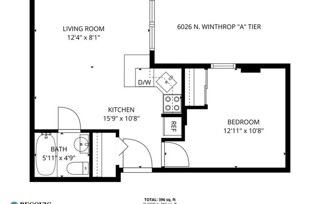 1 bed, 1 bath, 396 sqft, $1,800, Unit 5A