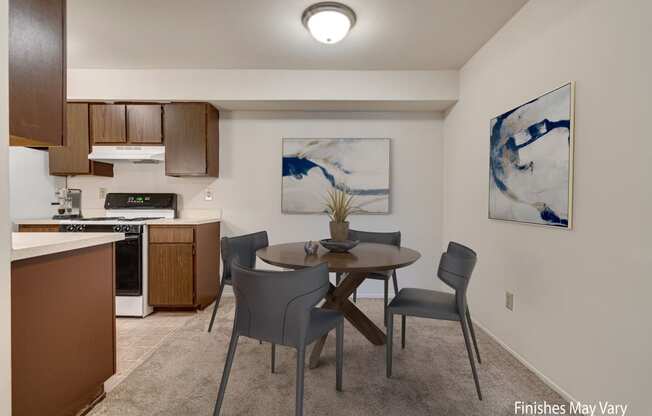 Mina Layout Dining Area Next to Kitchen at Fox Pointe Apartments, Illinois