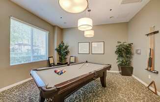 a resident clubhouse with a pool table