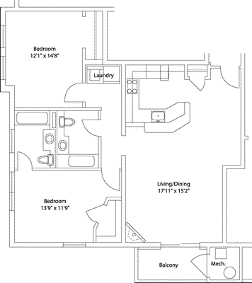 2 beds, 2 baths, 1,061 sqft, $3,200