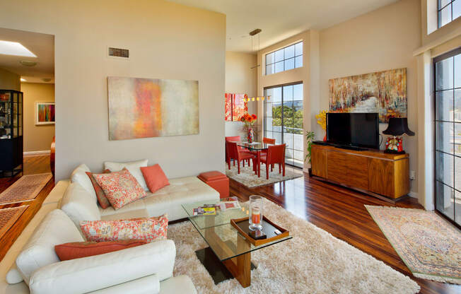 Apartment living room with large private balcony