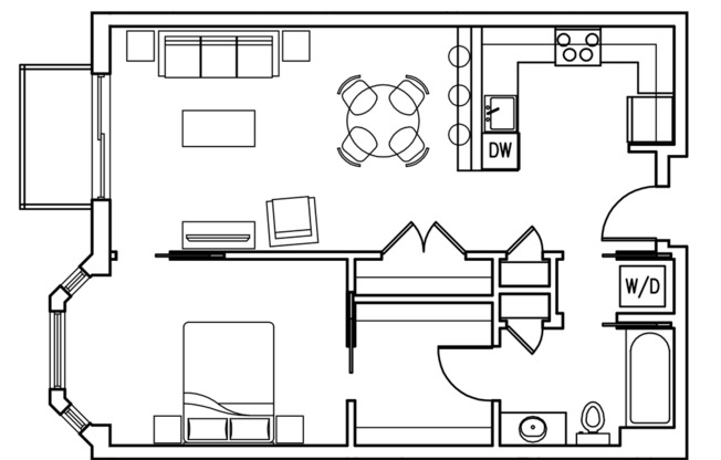 1 bed, 1 bath, 743 sqft, $2,600