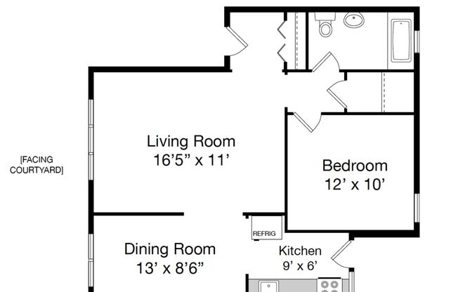 1 bed, 1 bath, 700 sqft, $1,325