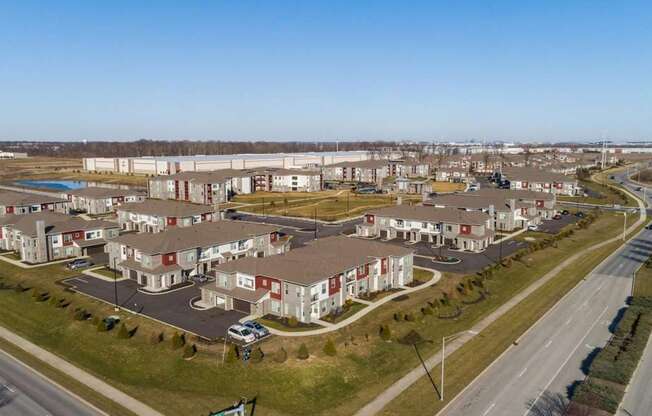 Aerial view of community at Echo Park at Perry Crossing Apartments, Plainfield