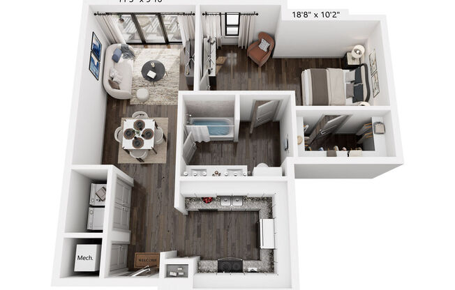 1 bed, 1 bath, 765 sqft, $2,057