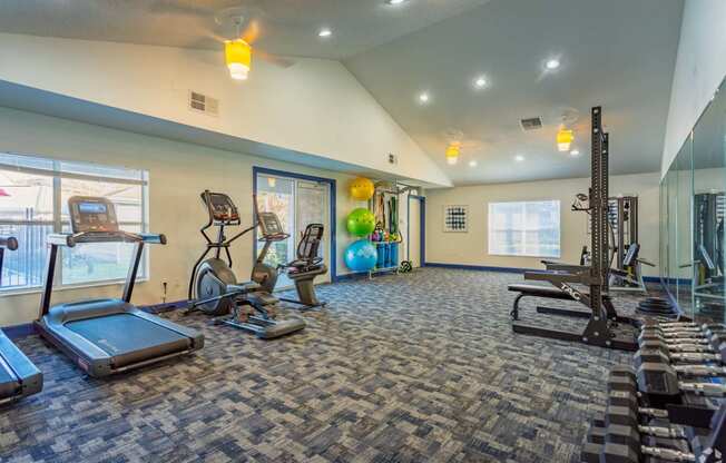 the gym at the preserve at polk apartments