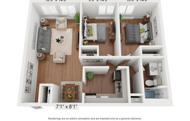 2 beds, 1 bath, 710 sqft, $1,070