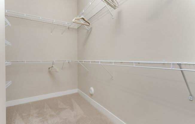 the preserve at ballantyne commons spacious walk in closets with shelves and racks at Hayden Lofts, Dublin, OH