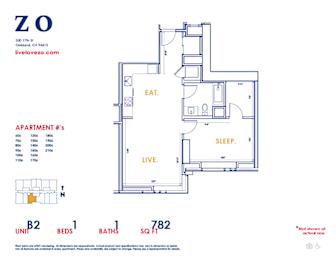 1 bed, 1 bath, 782 sqft, $2,900