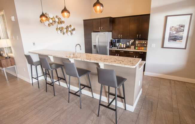 Clubhouse Kitchen at Skye at Arbor Lakes Apartments in Maple Grove, MN