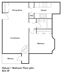 1 bed, 1 bath, 824 sqft, $1,340