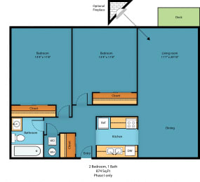 2 beds, 1 bath, 874 sqft, $1,895