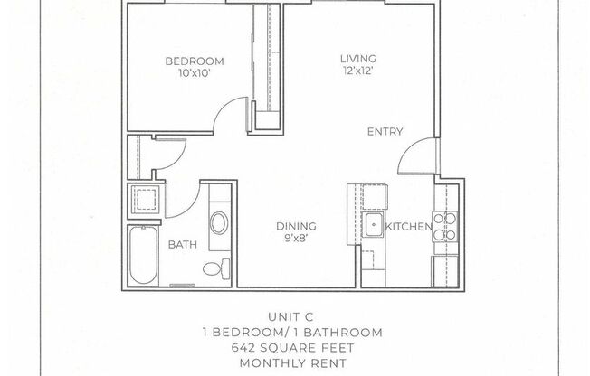 1 bed, 1 bath, 539 sqft, $1,725, Unit C-207
