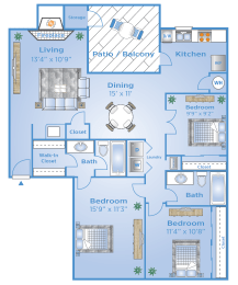 3 beds, 2 baths, 1,244 sqft, $2,187