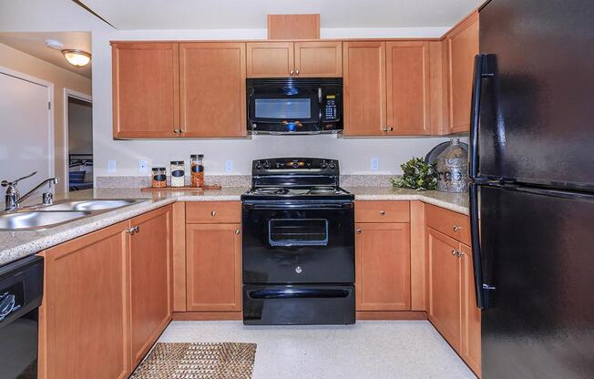 We have sleek black appliances at Boulder Creek