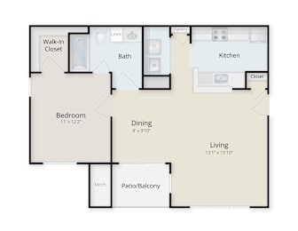 1 bed, 1 bath, 709 sqft, $1,590