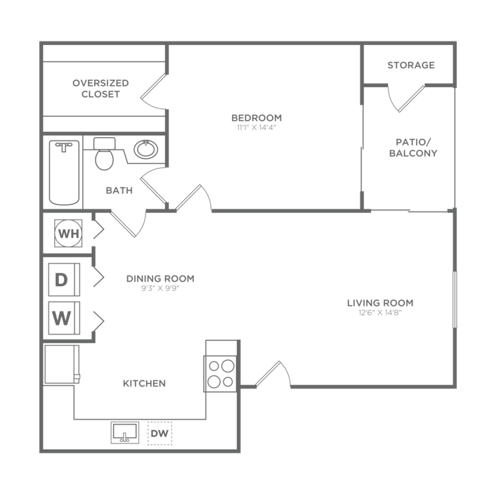 1 bed, 1 bath, 750 sqft, $2,338
