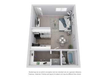 Studio, 1 bath, 404 sqft, $917