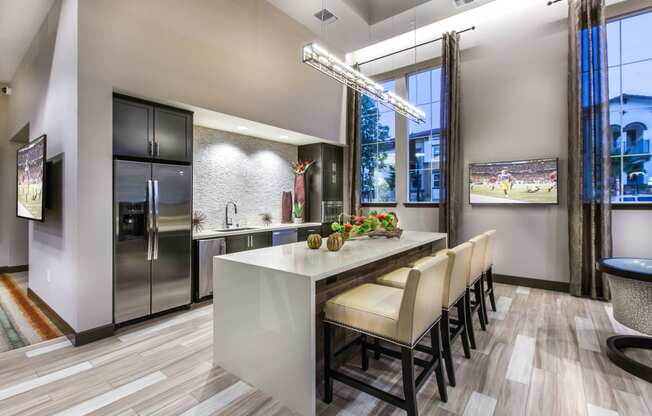 resident kitchen with hd tvs at Capriana at Chino Hills, Chino Hills, CA