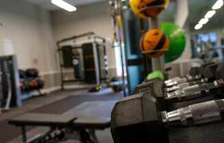Our fully-equipped fitness center is one of several amentities in the community.