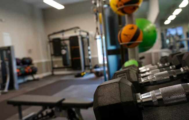 Our fully-equipped fitness center is one of several amentities in the community.