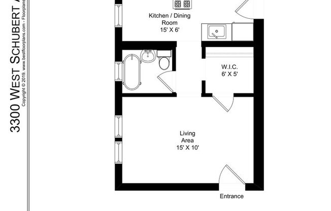 Studio, 1 bath, 376 sqft, $1,350, Unit 3300-1C