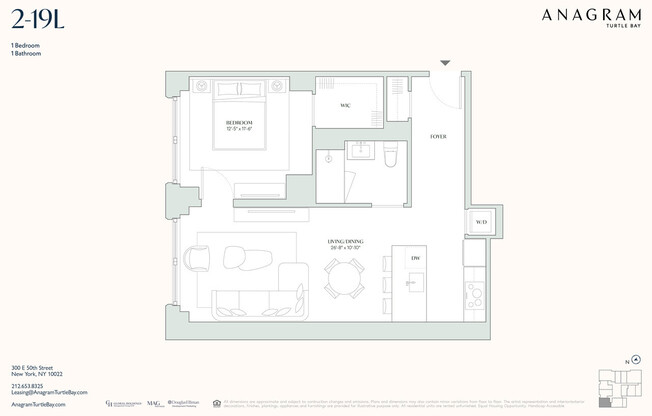 1 bed, 1 bath, $7,350, Unit 19L