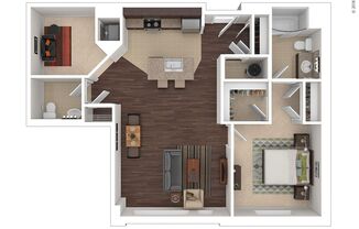 1 bed, 1 bath, 972 sqft, $2,599